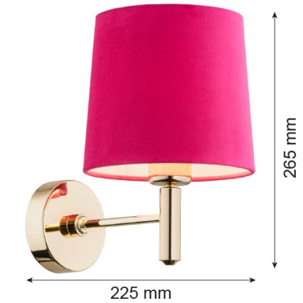 Argon 4349 - Nástenná lampa PONTE 1xE27/15W/230V ružová/mosadz