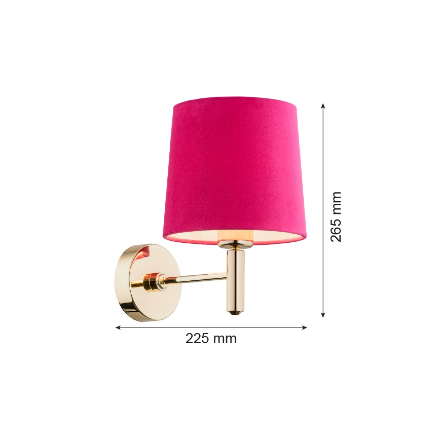 Argon 4349 - Nástenná lampa PONTE 1xE27/15W/230V ružová/mosadz