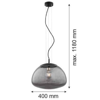 Argon 4350 - Luster na lanku TRINI 1xE27/15W/230V pr. 40 cm čierna