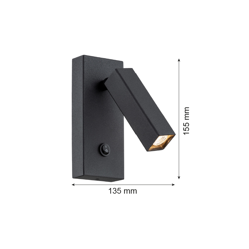 Argon 4723 - Nástenné bodové svietidlo ROCK 1xG9/6W/230V čierna