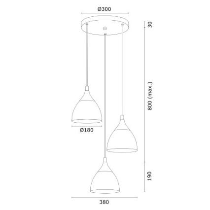 Argon 6139 - Luster na lanku MURANO 3xE27/15W/230V čierna/zlatá