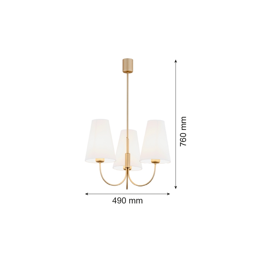 Argon 6267 - Luster na tyči SAFIANO 3xE27/15W/230V zlatá