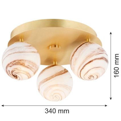 Argon 6290 - Stropné svietidlo FABIO 3xE14/7W/230V alabaster zlatá