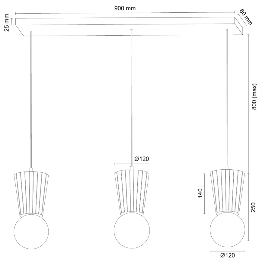 Argon 6358 - Kúpeľňové závesné svietidlo na lanku VOLANTE 3xG9/6W/230V IP44 hnedé
