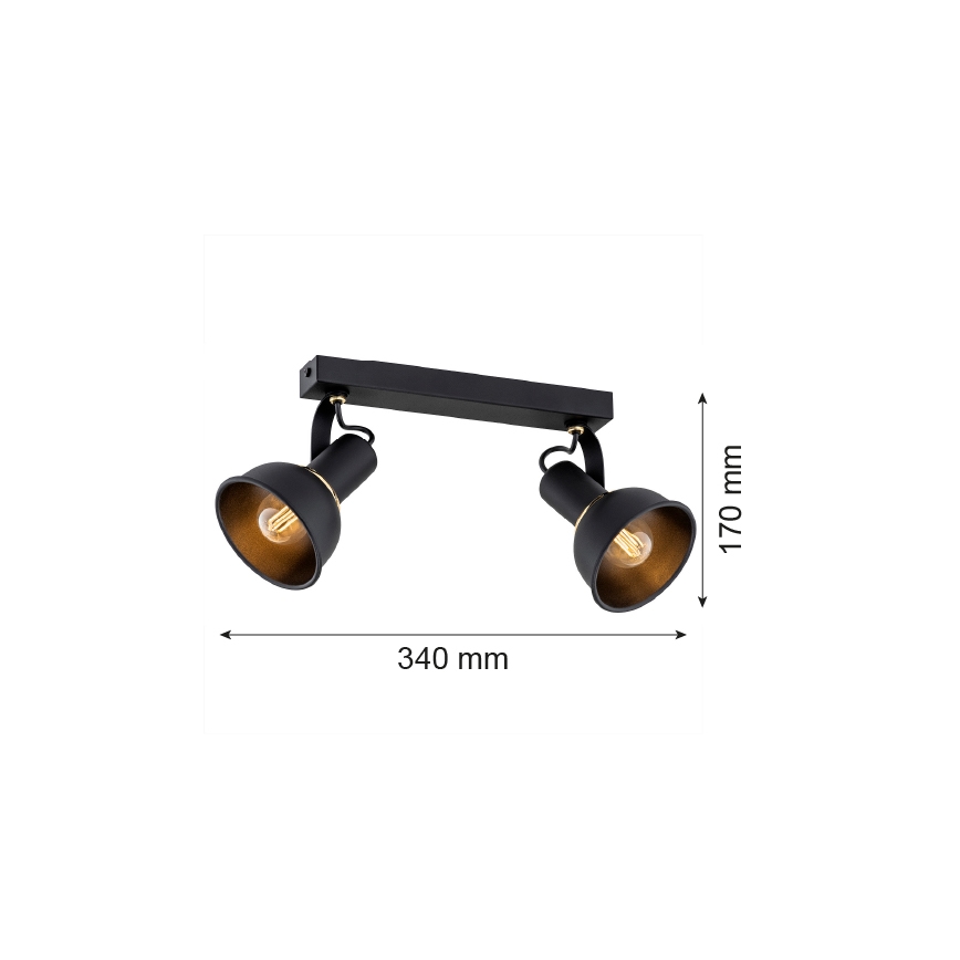 Argon 7037 - Bodové svietidlo TWIST 2xE14/7W/230V čierna/zlatá