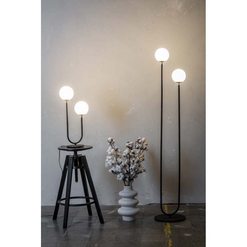 Argon 7072 - Stolná lampa FERRONE 2xE14/7W/230V čierna/biela/zlatá