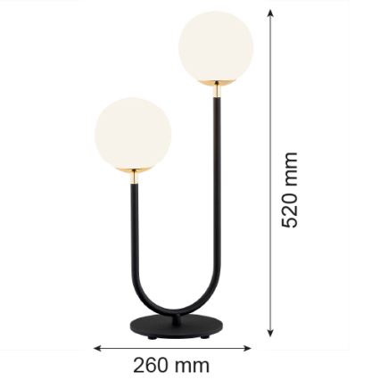 Argon 7072 - Stolná lampa FERRONE 2xE14/7W/230V čierna/biela/zlatá