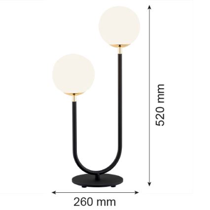 Argon 7072 - Stolná lampa FERRONE 2xE14/7W/230V čierna/biela/zlatá