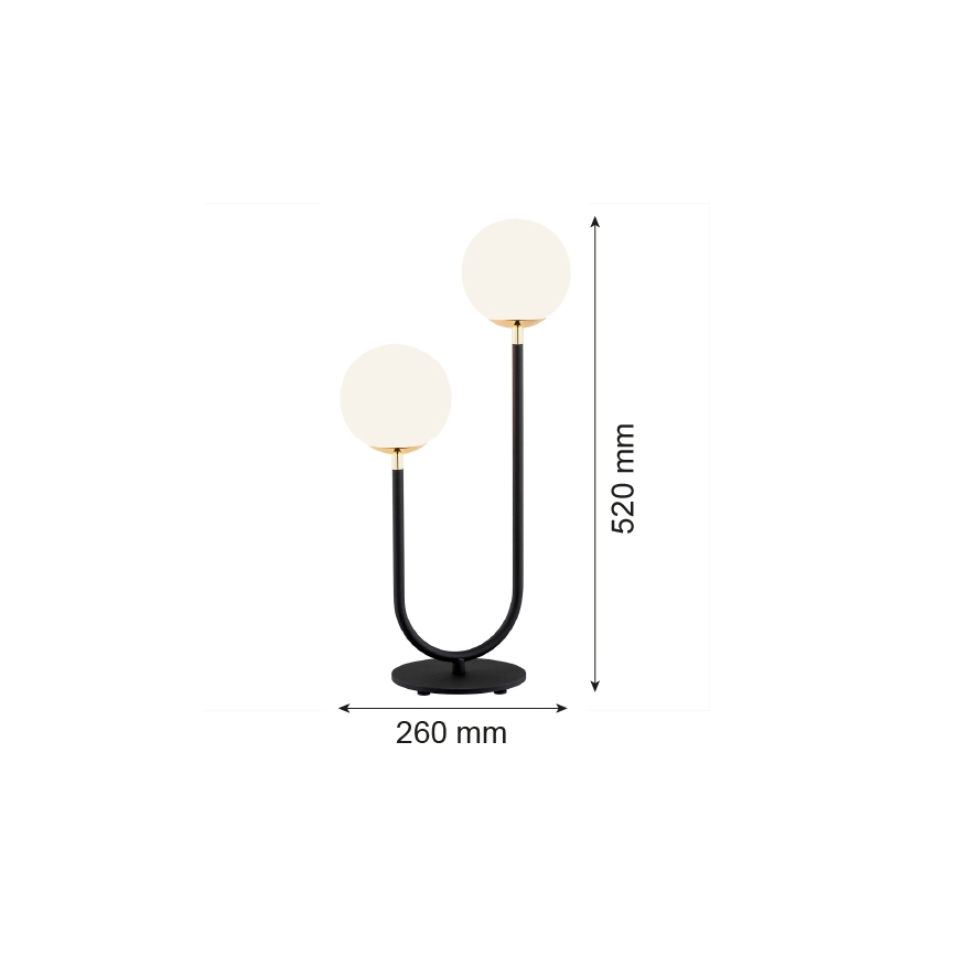 Argon 7072 - Stolná lampa FERRONE 2xE14/7W/230V čierna/biela/zlatá
