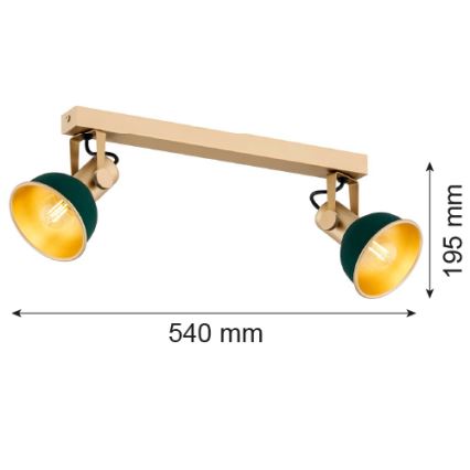 Argon 7143 - Bodové svietidlo LENORA 2xE14/7W/230V zlatá/zelená