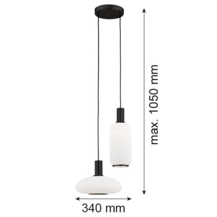 Argon 7214 - Luster na lanku SAGUNTO PLUS 2xE27/15W/230V čierna