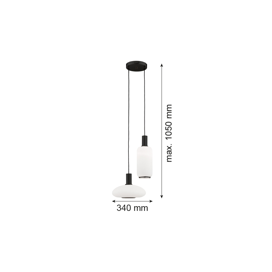 Argon 7214 - Luster na lanku SAGUNTO PLUS 2xE27/15W/230V čierna