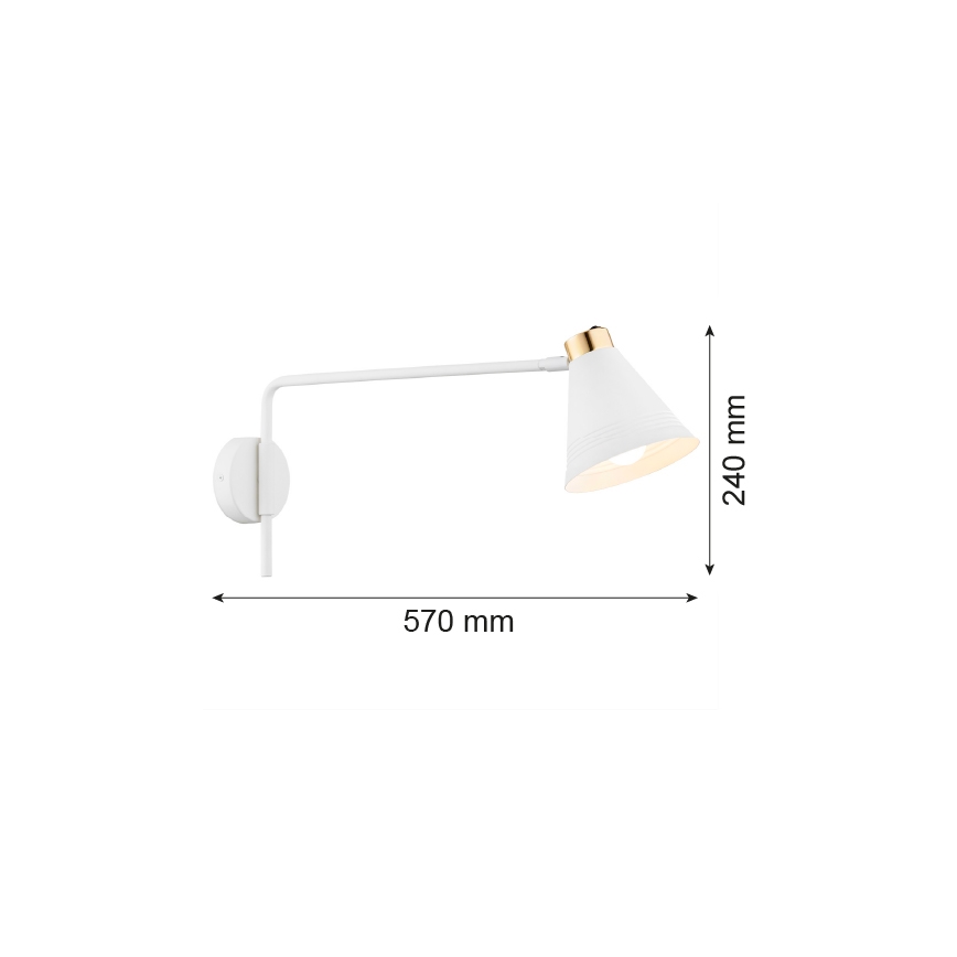 Argon 8007 - Nástenná lampa AVALONE 1xE27/15W/230V 57 cm biela/zlatá