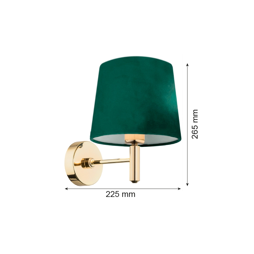 Argon 8105 - Nástenná lampa PONTE 1xE27/15W/230V zelená/mosadz