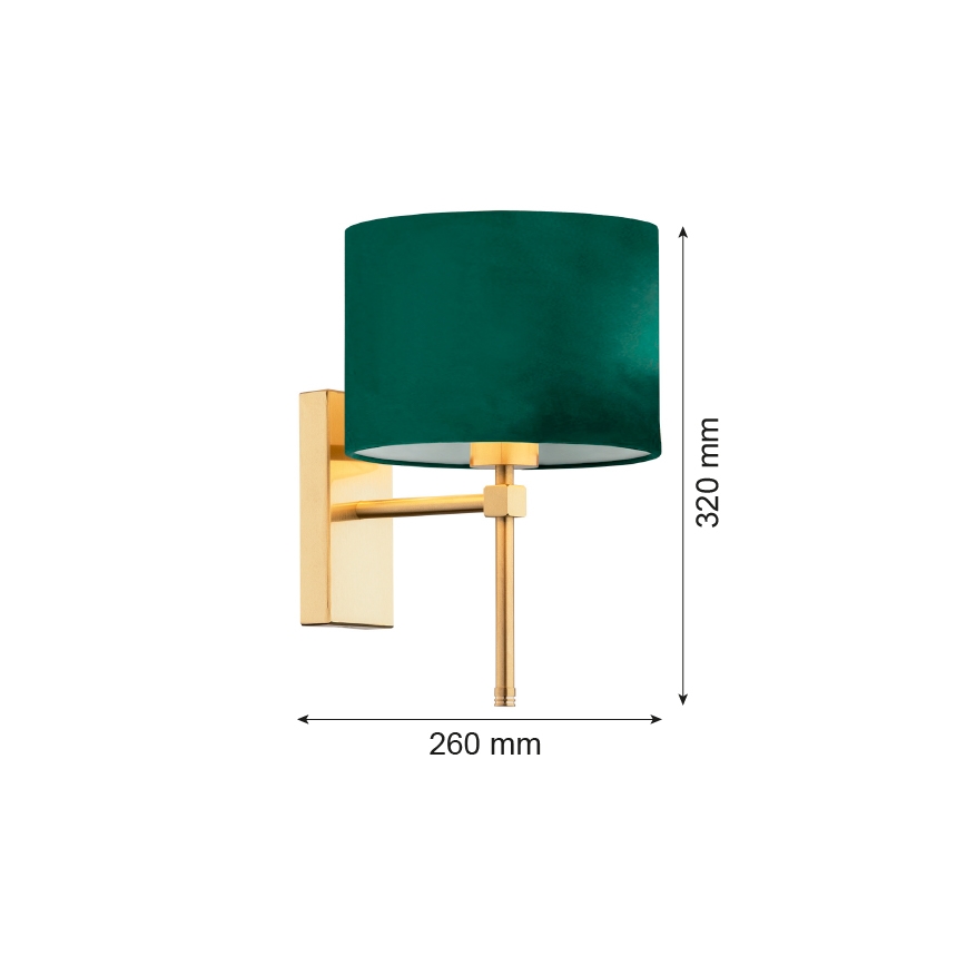 Argon 8107 - Nástenná lampa ABBANO 1xE27/15W/230V mosadz/zelená