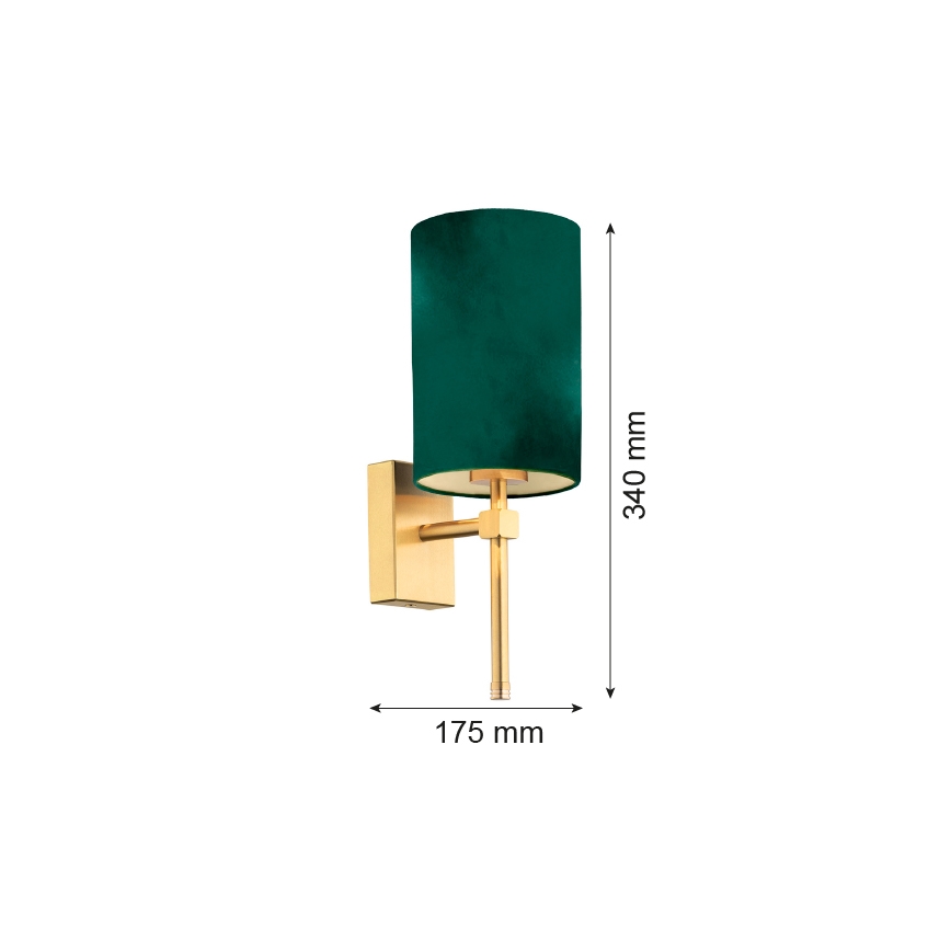 Argon 8109 - Nástenná lampa ABRUZZO 1xE14/7W/230V mosadz/zelená