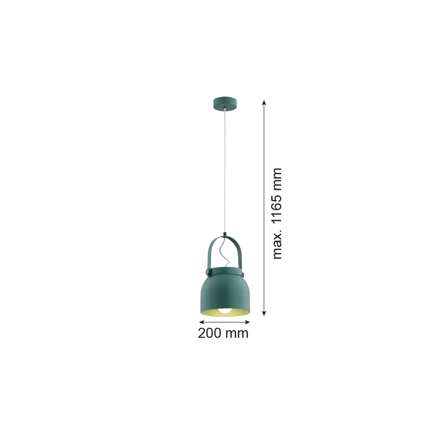 Argon 8283 - Luster na lanku LOGAN 1xE27/15W/230V pr. 20 cm zelená