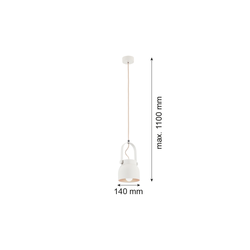 Argon 8290 - Luster na lanku LOGAN 1xE27/15W/230V pr. 14 cm biela