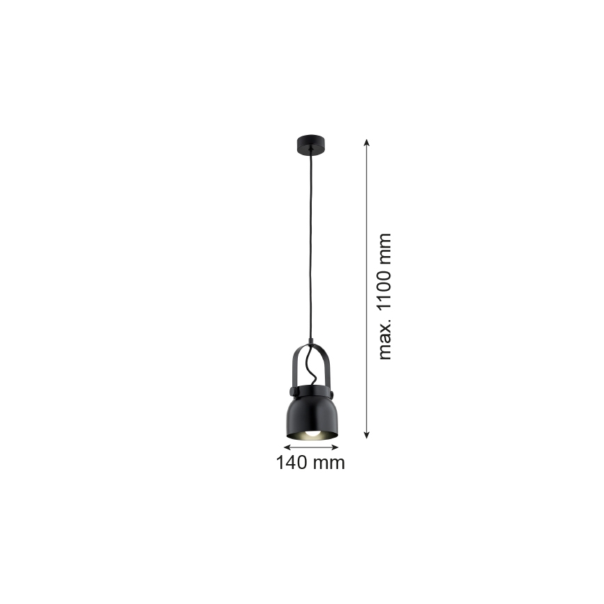 Argon 8291 - Luster na lanku LOGAN 1xE27/15W/230V pr. 14 cm čierna