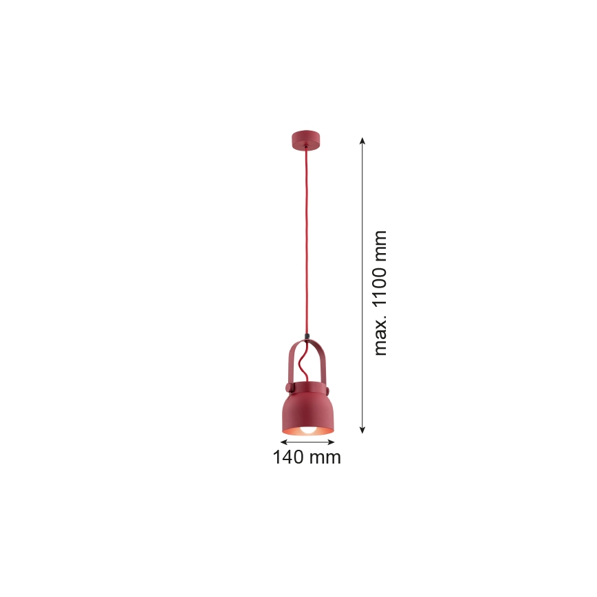 Argon 8292 - Luster na lanku LOGAN 1xE27/15W/230V pr. 14 cm červená