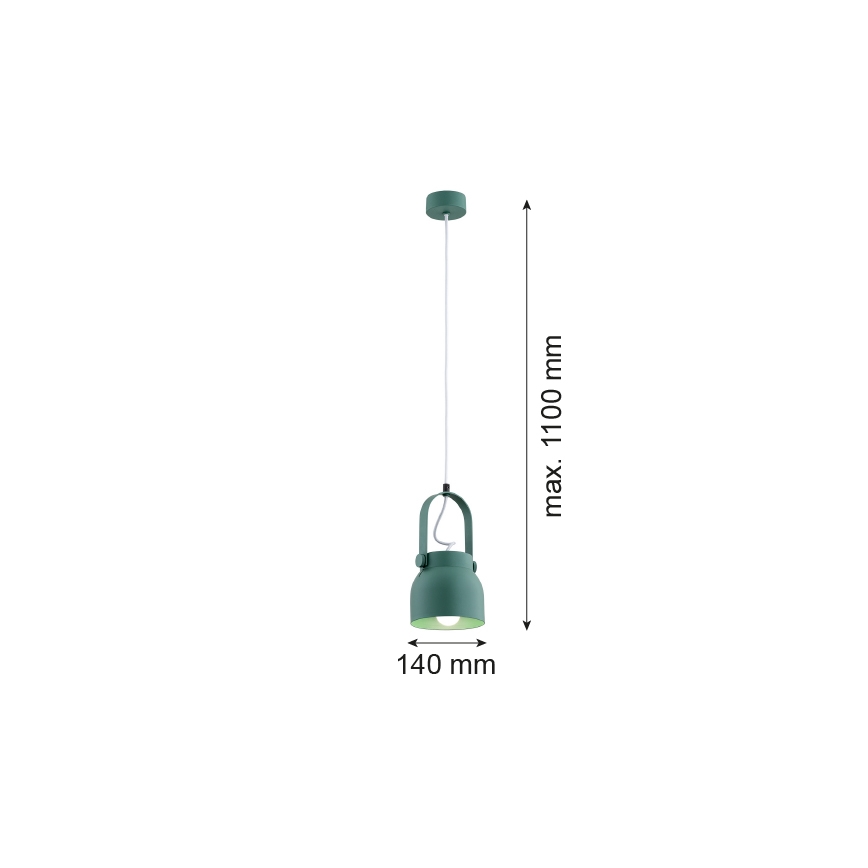 Argon 8293 - Luster na lanku LOGAN 1xE27/15W/230V pr. 14 cm zelená