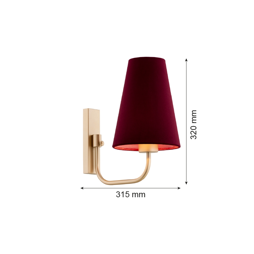 Argon 8313 - Nástenná lampa SAFIANO 1xE27/15W/230V vínová