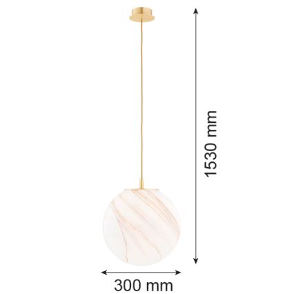 Argon 8448 - Luster na lanku ALMIROS 1xE27/15W/230V pr. 30 cm alabaster zlatá