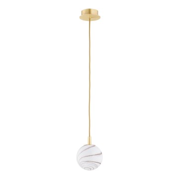 Argon 8450 - Luster na lanku ALMIROS 1xE14/7W/230V pr. 12 cm alabaster zlatá