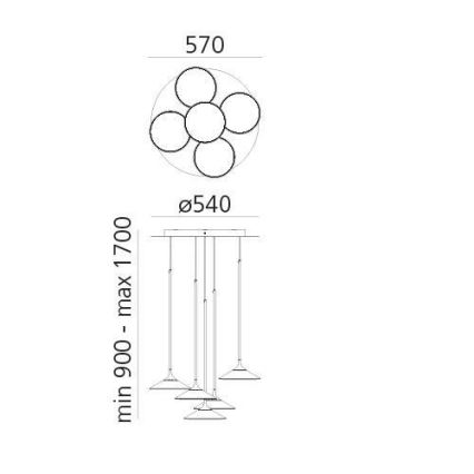 Artemide 0355030A - LED Stmievateľný luster na lanku ORSA CLUSTER LED/37W/230V 3000K