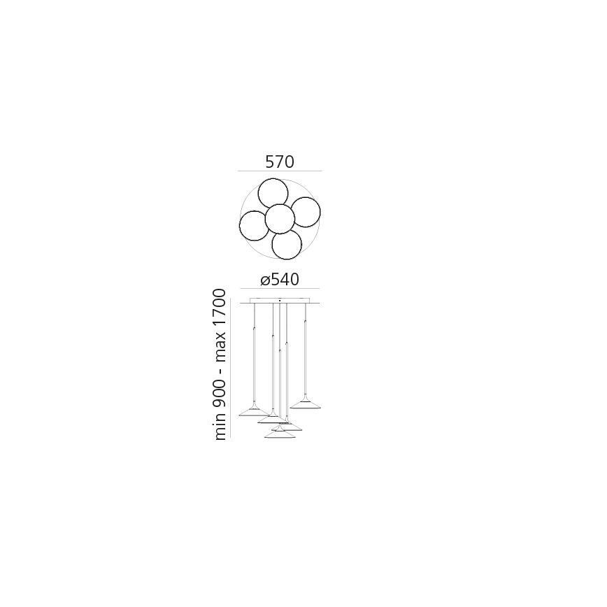 Artemide 0355030A - LED Stmievateľný luster na lanku ORSA CLUSTER LED/37W/230V 3000K