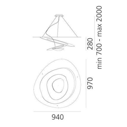 Artemide 1254110A - LED Stmievateľný luster na lanku PIRCE LED/44W/230V 3000K biela