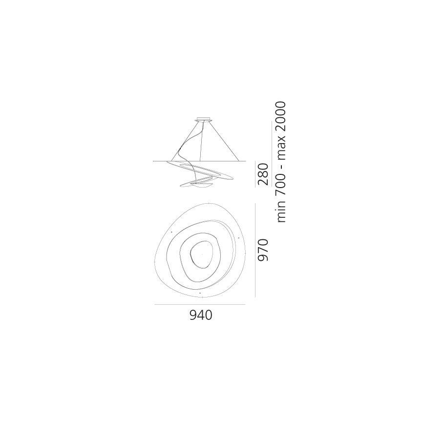 Artemide 1254110A - LED Stmievateľný luster na lanku PIRCE LED/44W/230V 3000K biela