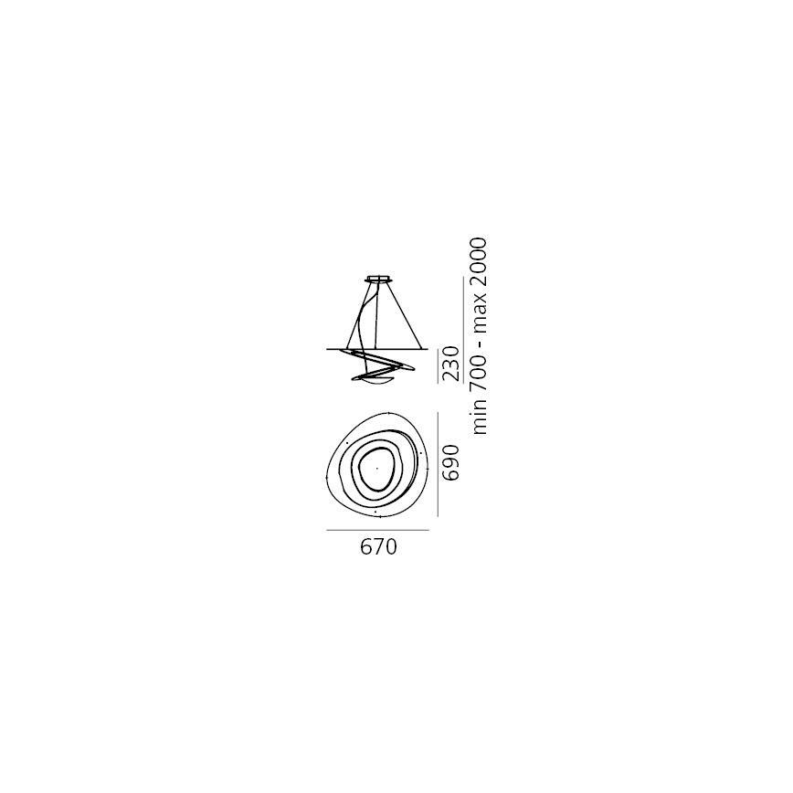 Artemide 1256110A - LED Stmievateľný luster na lanku PIRCE LED/44W/230V 3000K biela