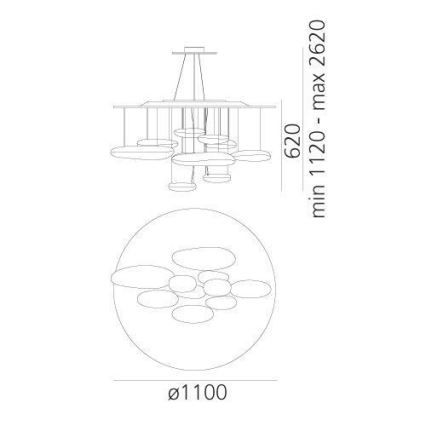 Artemide 1367110A - LED Stmievateľný luster na lanku MERCURY LED/58W/230V 3000K
