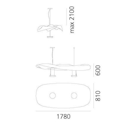 Artemide 1513010A - Luster na lanku COSMIC ANGEL 2xR7s/11W/230V lesklý chróm