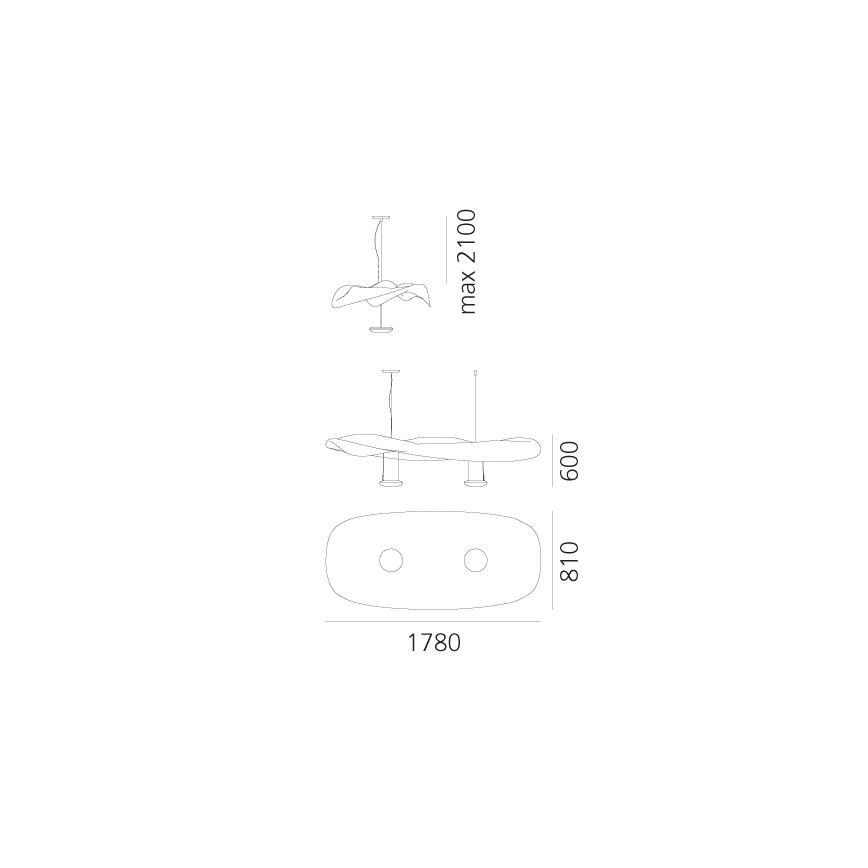 Artemide 1513010A - Luster na lanku COSMIC ANGEL 2xR7s/11W/230V lesklý chróm