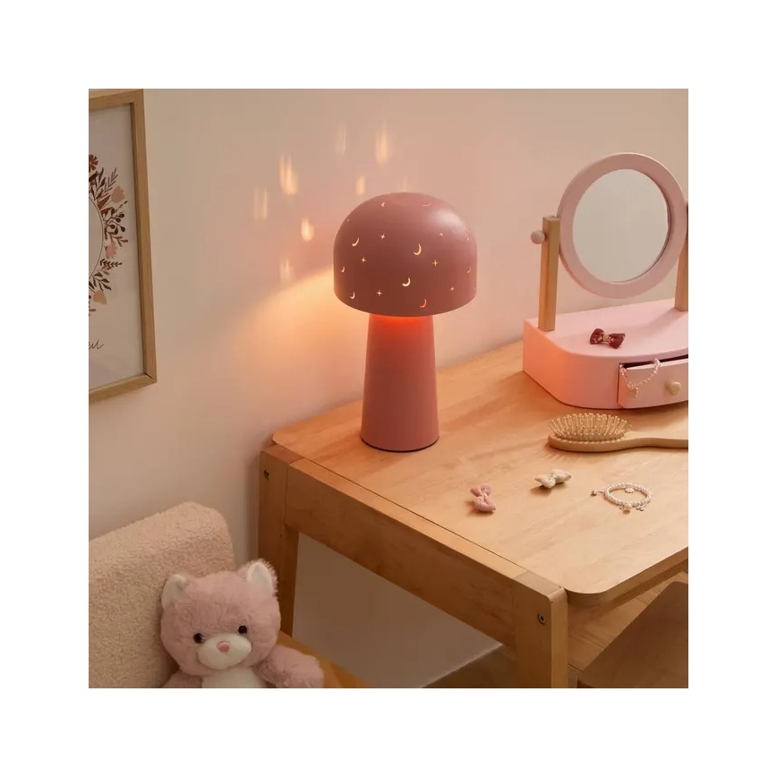 Atmosphera - Detská stolná lampa STARRY MUSHROOM 1xE14/25W/230V ružová