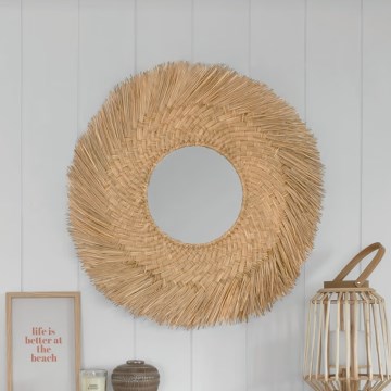 Atmosphera - Nástenné zrkadlo AEL pr. 80 cm rákosie