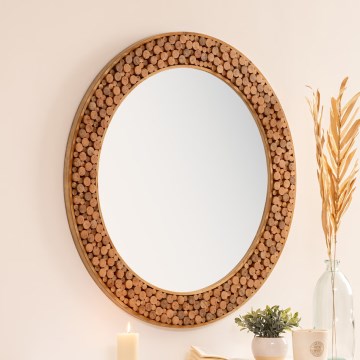 Atmosphera - Nástenné zrkadlo ANOKI pr. 99 cm eukalyptus
