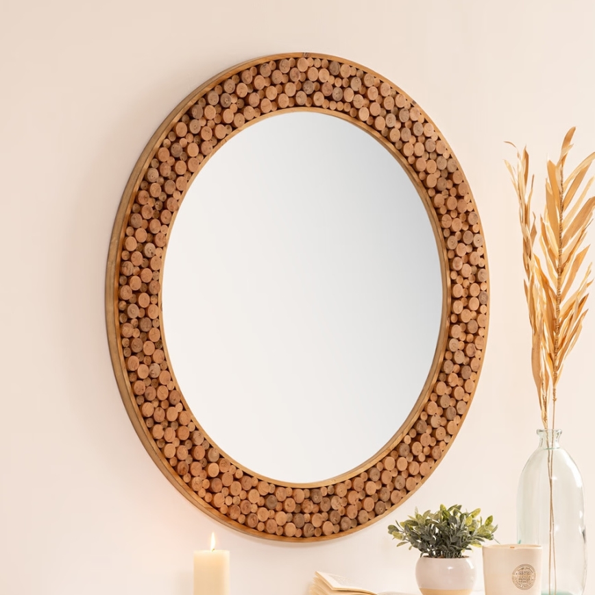 Atmosphera - Nástenné zrkadlo ANOKI pr. 99 cm eukalyptus