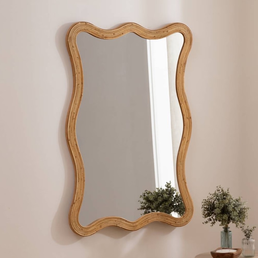 Atmosphera - Nástenné zrkadlo MAGGIE 100x70 cm s ratanovým rámom