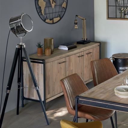 Atmosphera - Stojacia lampa EBOR 1xE27/25W/230V borovica/lesklý chróm