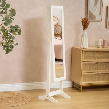 Atmosphera - Stojacie zrkadlo so šperkovnicou KRISTIN 146,8x37 cm biele