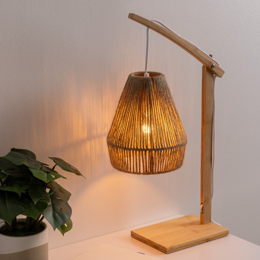 Atmosphera - Stolná lampa KARLA 1xE27/40W/230V bambus/konope