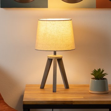 Atmosphera - Stolná lampa MINI 1xE14/25W/230V borovica/béžová