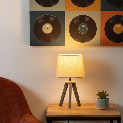 Atmosphera - Stolná lampa MINI 1xE14/25W/230V borovica/béžová