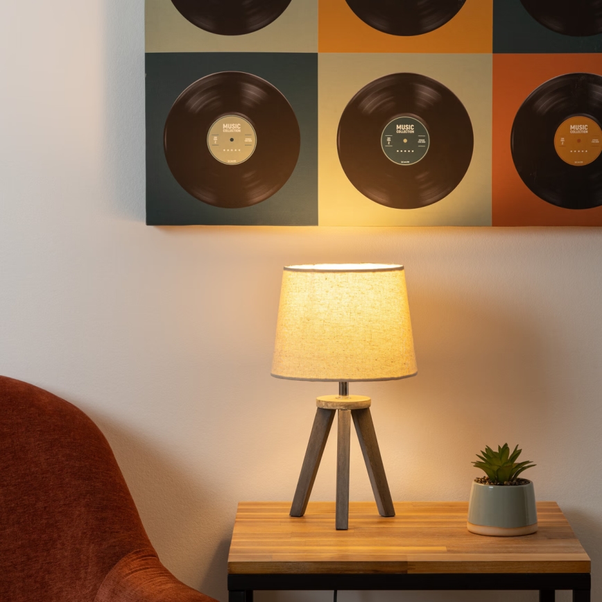 Atmosphera - Stolná lampa MINI 1xE14/25W/230V borovica/béžová