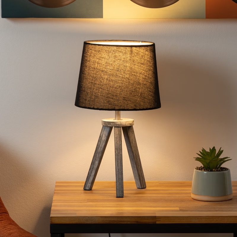 Atmosphera - Stolná lampa MINI 1xE14/25W/230V borovica/čierna