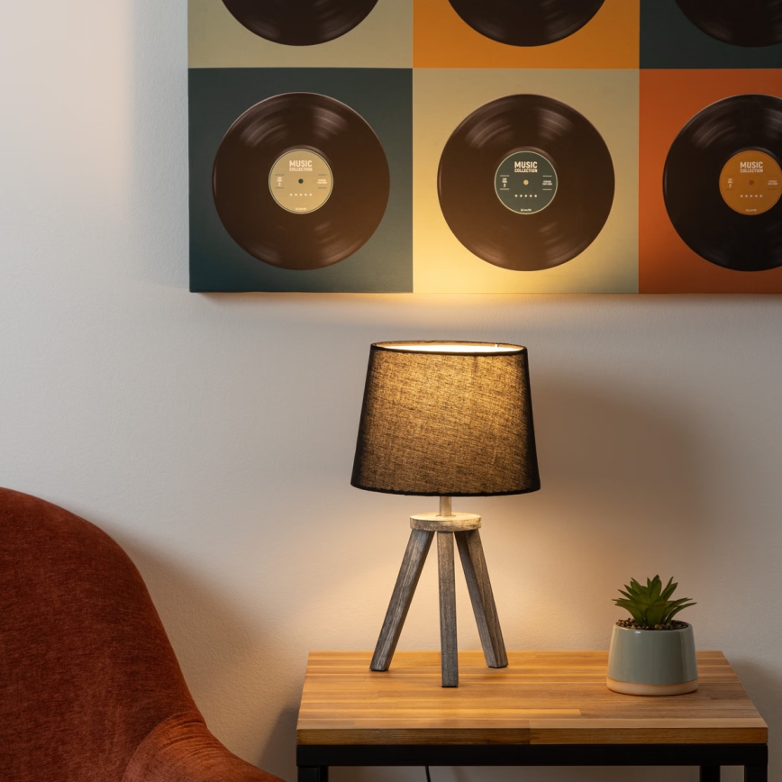 Atmosphera - Stolná lampa MINI 1xE14/25W/230V borovica/čierna