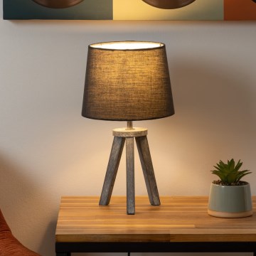 Atmosphera - Stolná lampa MINI 1xE14/25W/230V borovica/šedá